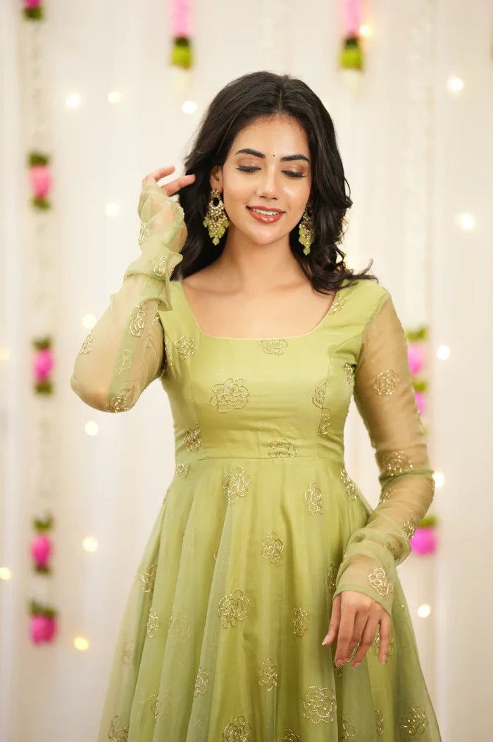 Haripriya Pastel Green Organza Anarkali