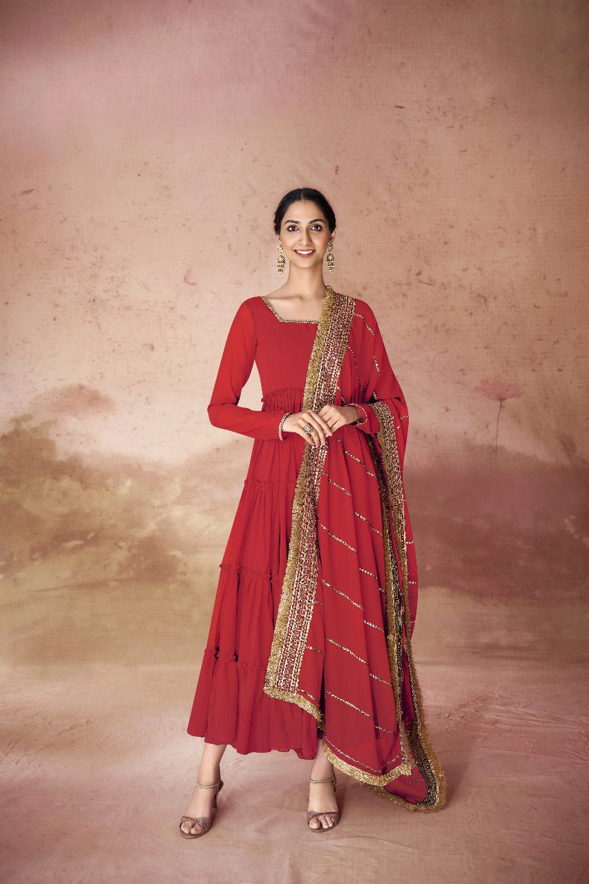 Mehrunisha Faux Georgette Ruffle Gown Set