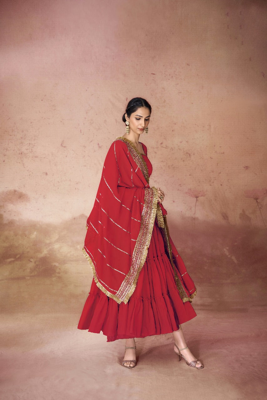 Mehrunisha Faux Georgette Ruffle Gown Set