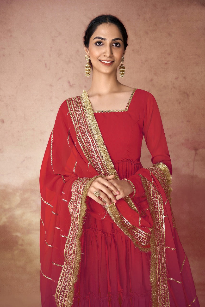 Mehrunisha Faux Georgette Ruffle Gown Set