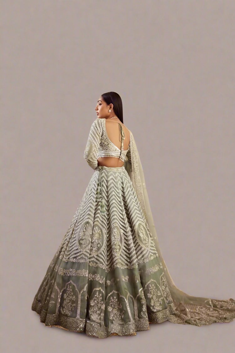New Light Pista Colour Zari Work Lehengha Choli