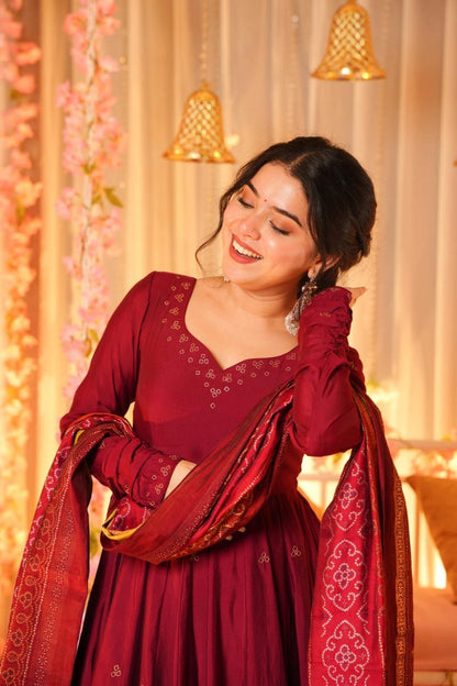 Gulbahaar Premium Cotton Anarkali Suit Set with Palazzo