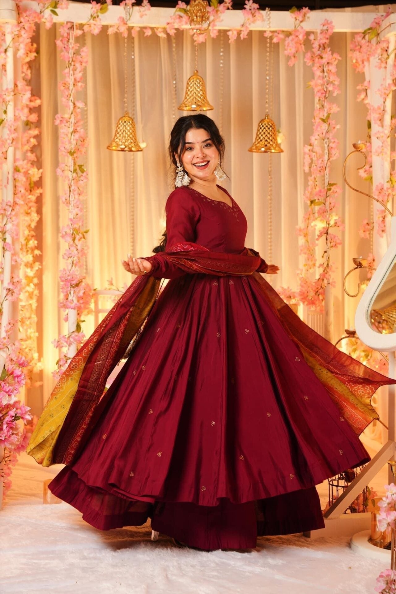 Gulbahaar Premium Cotton Anarkali Suit Set with Palazzo