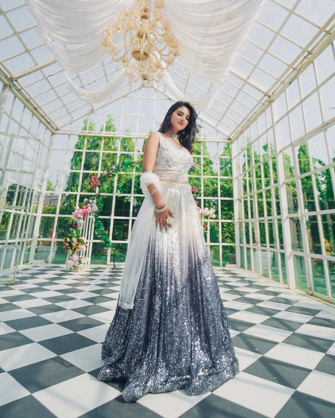 Aishwarya Shaded Georgette Silk Lehenga Set