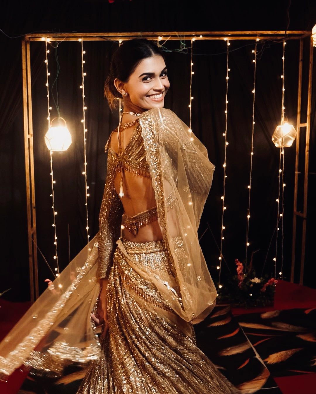 Gold Sparkling Kasturi Silk lehenga Choli