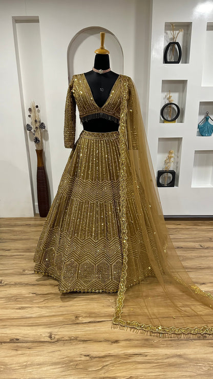 Gold Sparkling Kasturi Silk lehenga Choli