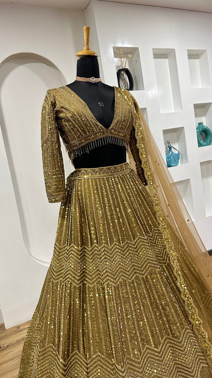 Gold Sparkling Kasturi Silk lehenga Choli