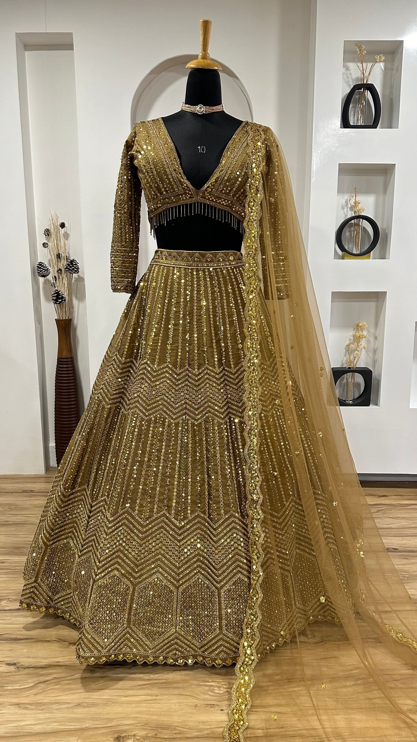 Gold Sparkling Kasturi Silk lehenga Choli
