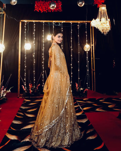 Gold Sparkling Kasturi Silk lehenga Choli