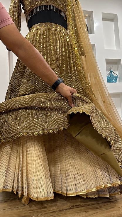 Gold Sparkling Kasturi Silk lehenga Choli
