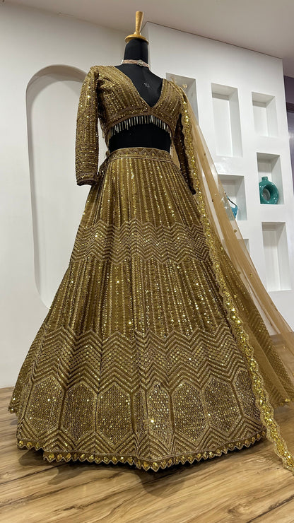 Gold Sparkling Kasturi Silk lehenga Choli
