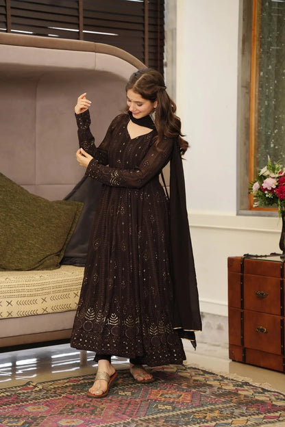 Rossy Red Nd Black Chikankari Suit Set