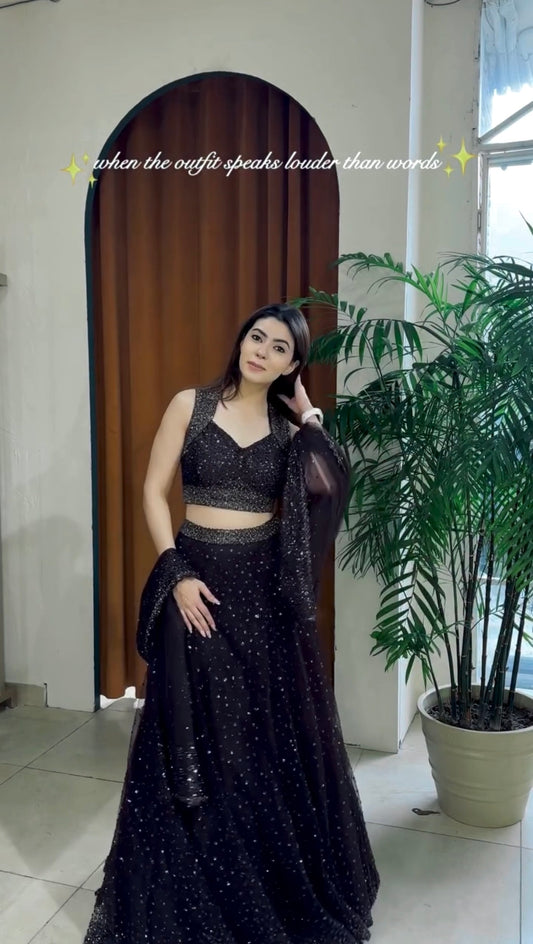 Nyra Net Sequins Zari Lehenga Choli