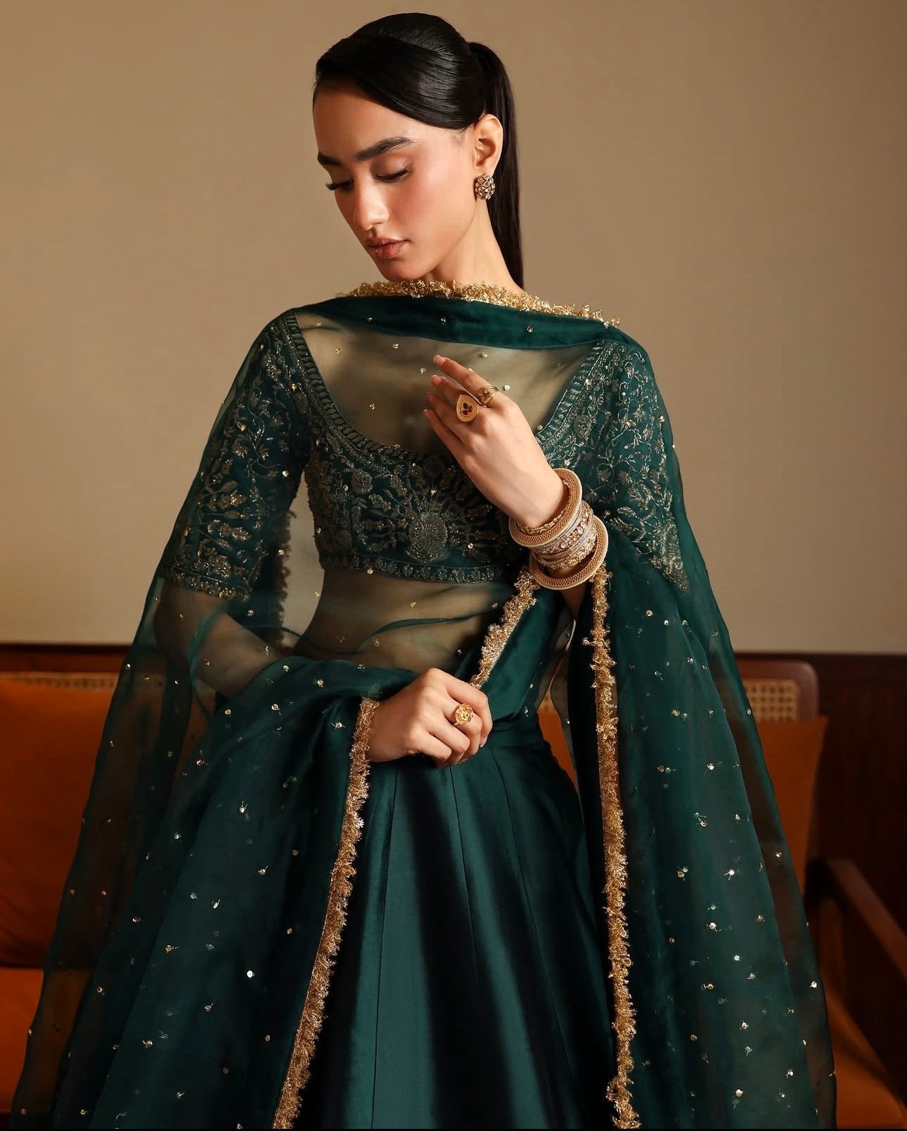 Vireza Malai Satin Flared Lehenga Choli