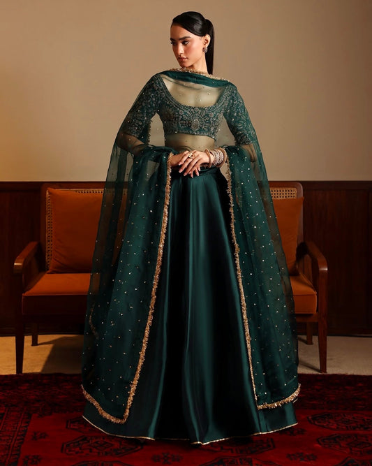 Vireza Malai Satin Flared Lehenga Choli