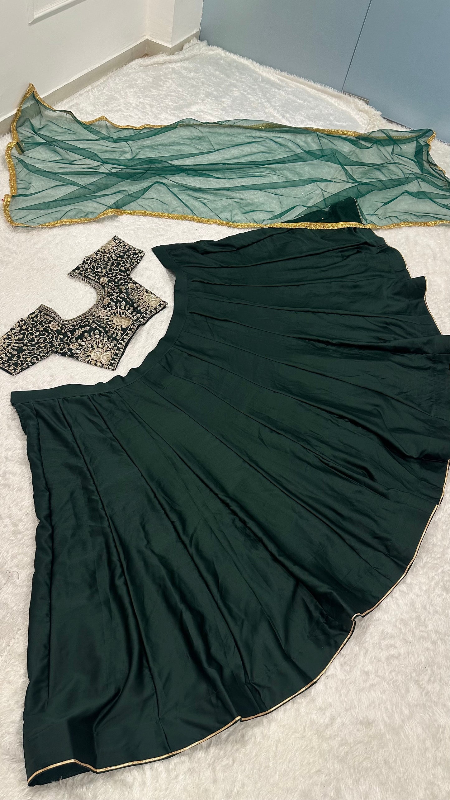Vireza Malai Satin Flared Lehenga Choli