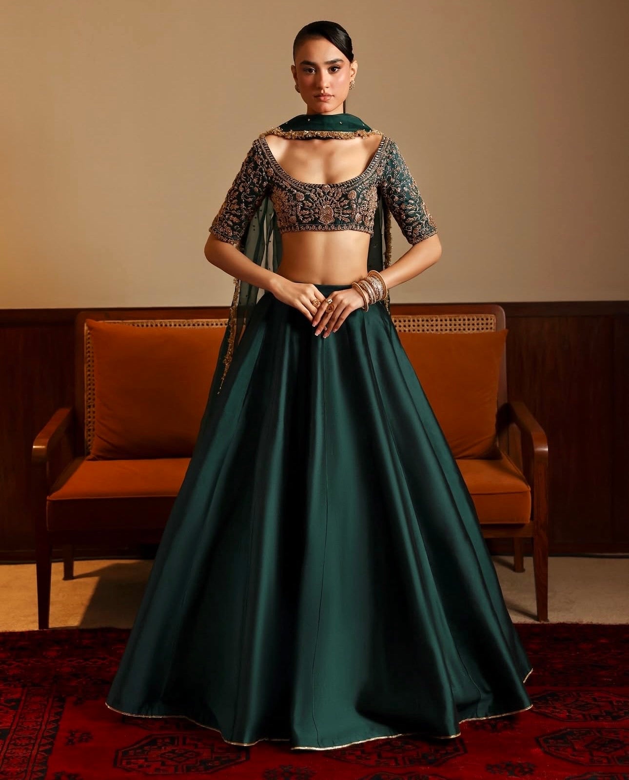 Vireza Malai Satin Flared Lehenga Choli