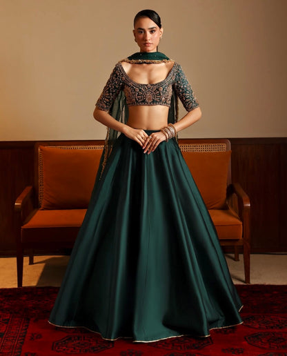 Vireza Malai Satin Flared Lehenga Choli