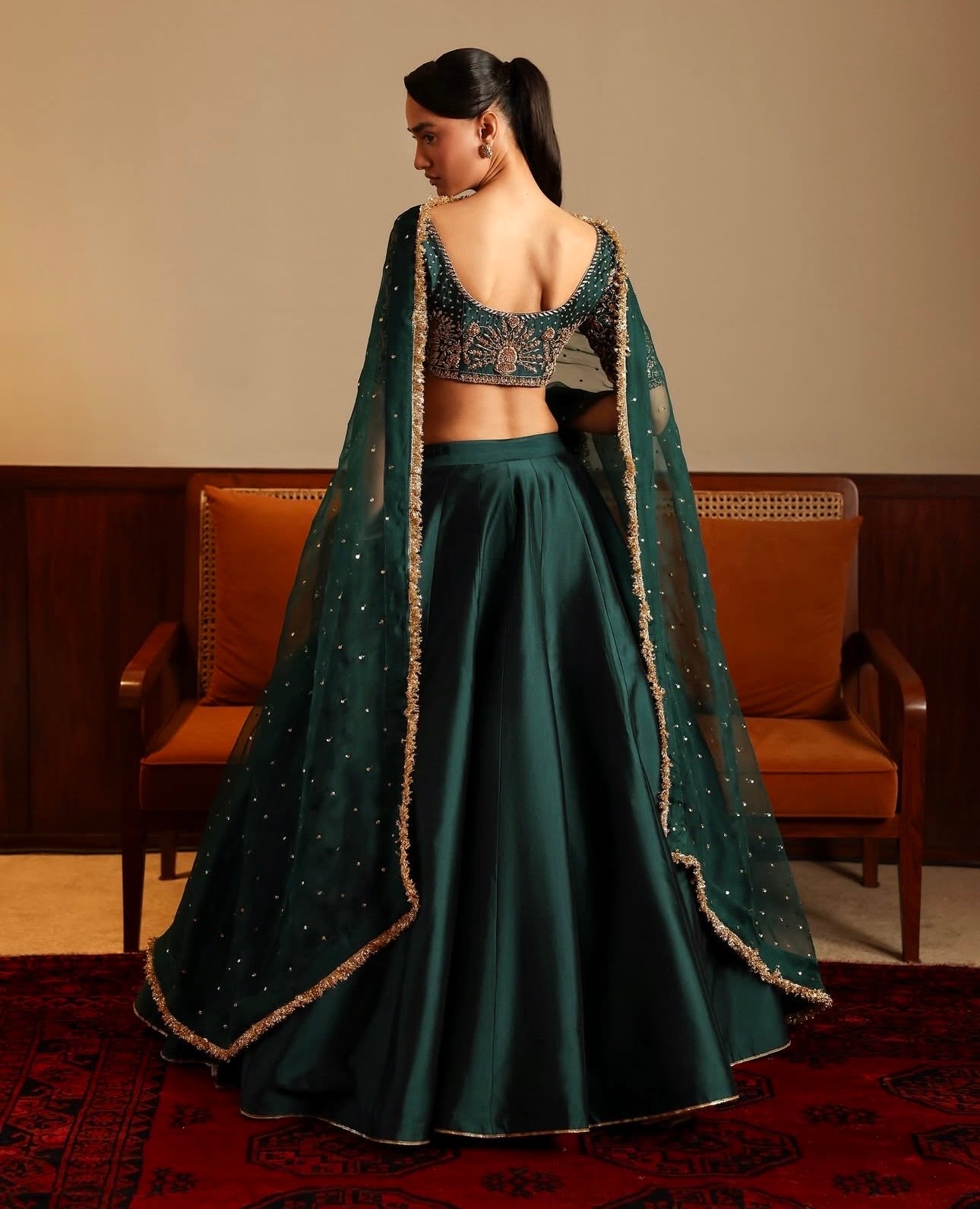 Vireza Malai Satin Flared Lehenga Choli