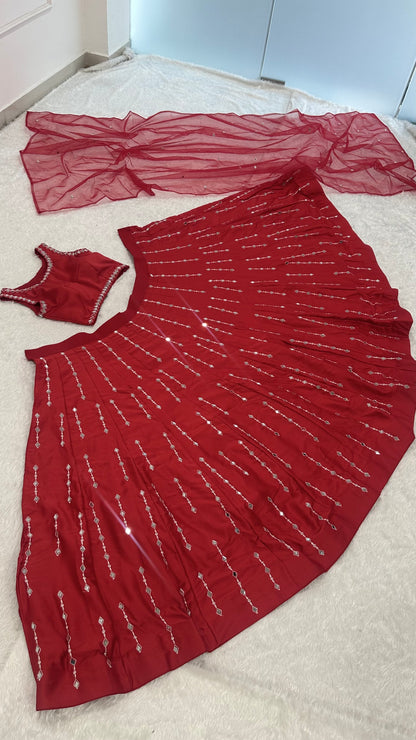 Vritika Malai Satin Silk Mirror Work Lehenga Choli