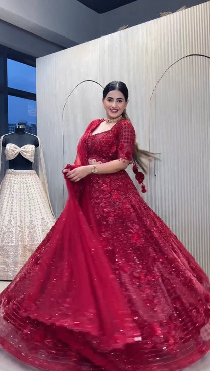 Aarvika Wedding Special Embroidered Net Lehenga Choli