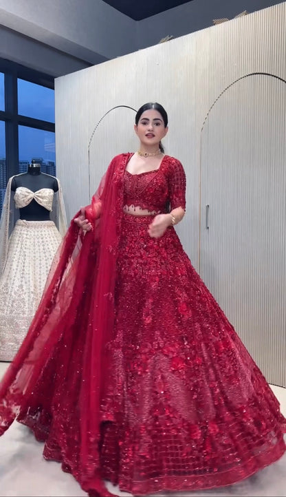 Aarvika Wedding Special Embroidered Net Lehenga Choli