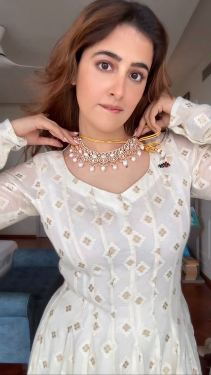 Saanvi Luxury Faux Blooming Anarkali Pant Set