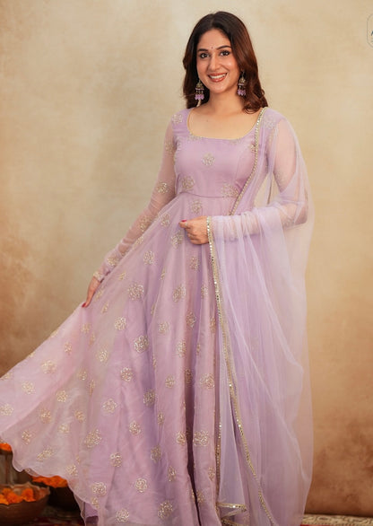Srivalli Soft Organza Embroidered Gown Set