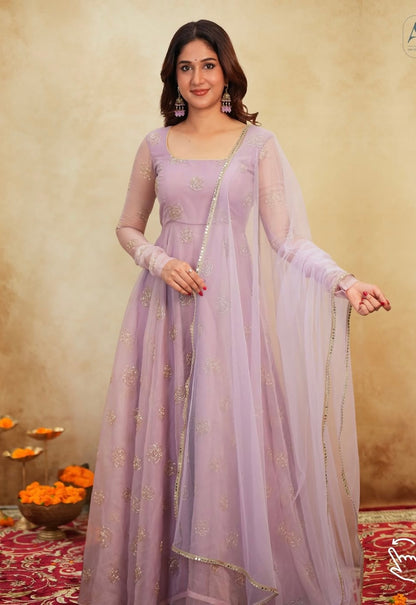 Srivalli Soft Organza Embroidered Gown Set