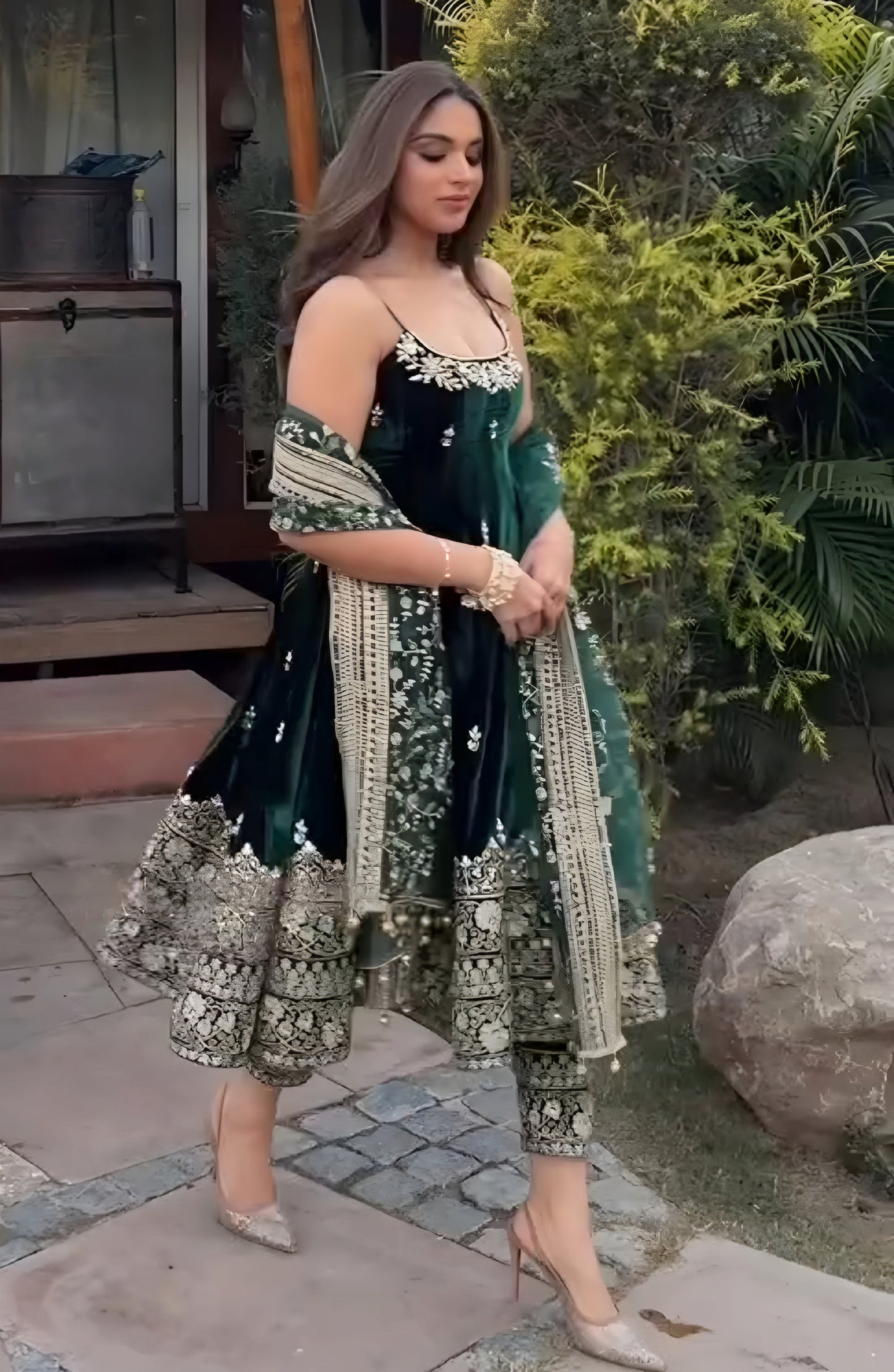 Lavanya Vichitra Silk Kali Cut Anarkali Pant Set