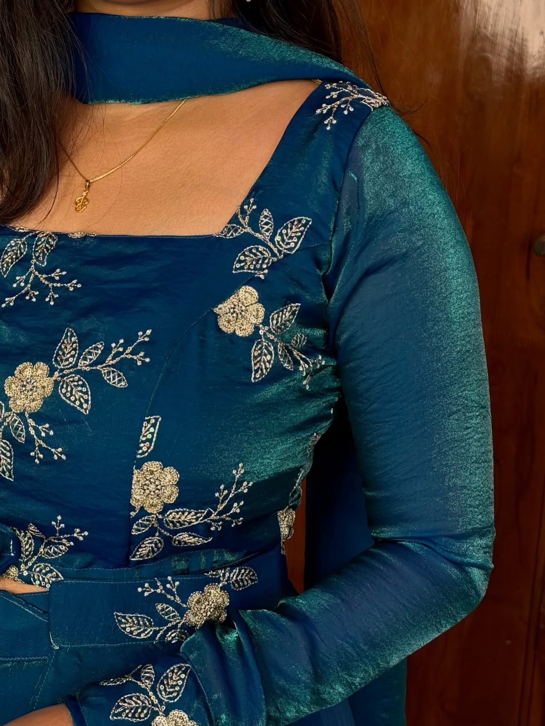 Rama Designer Fandy Satin Lehenga Peplum Set with Embroidery & Sequins