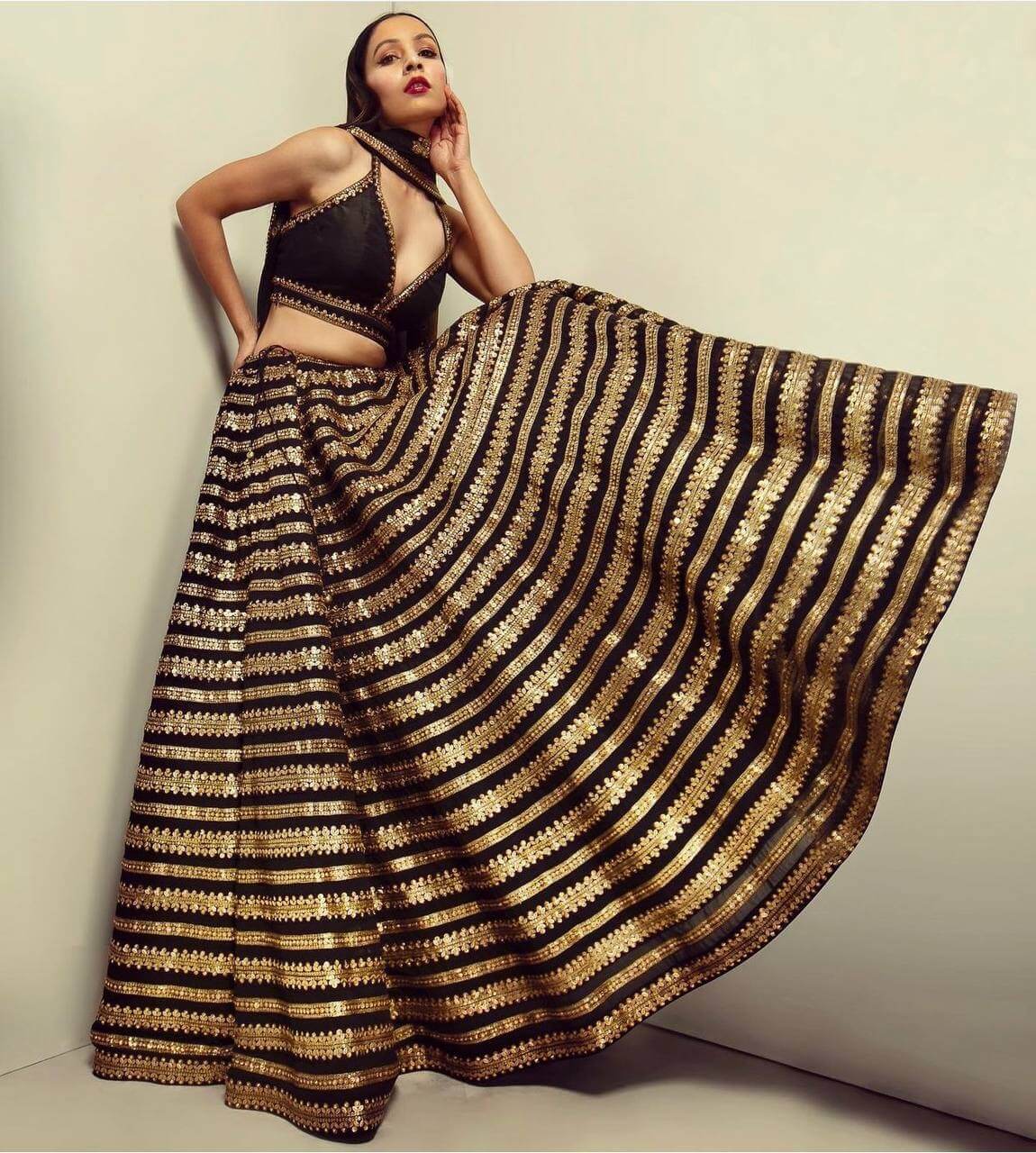 New Black Nd Gold Kasturi Silk Lehengha Choli