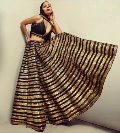 New Black Nd Gold Kasturi Silk Lehengha Choli