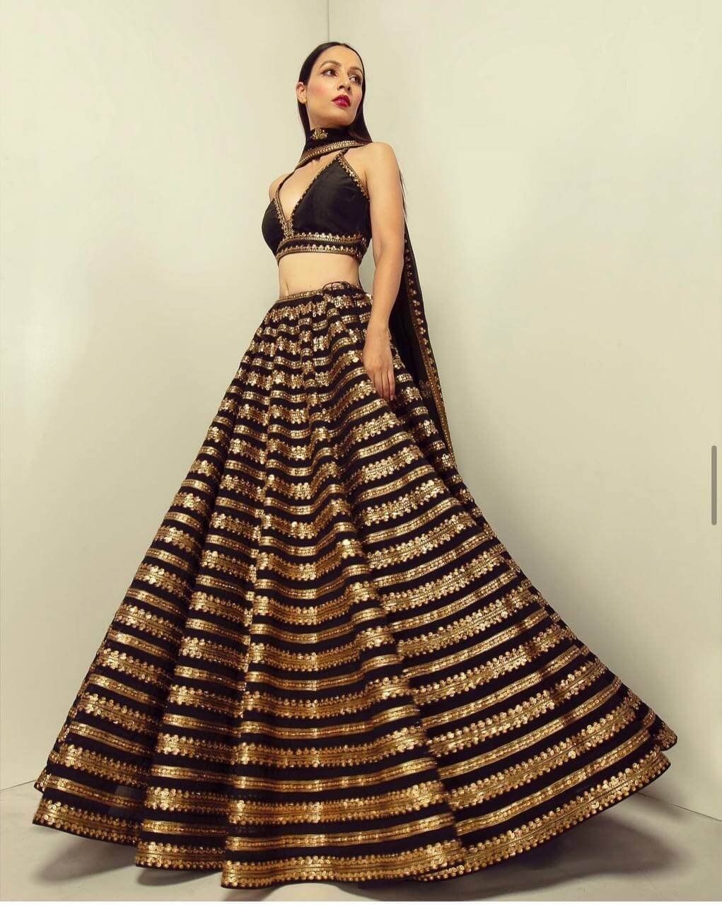 New Black Nd Gold Kasturi Silk Lehengha Choli