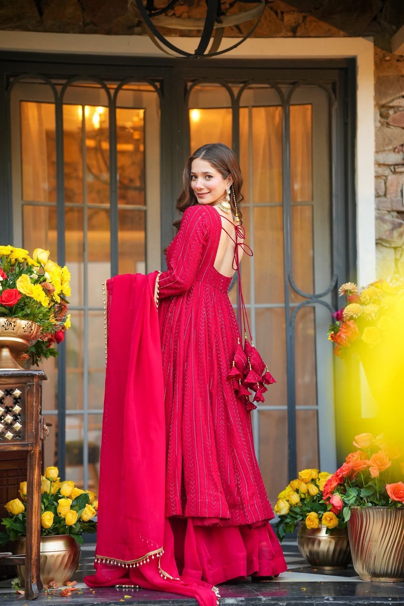 Prerana Pink Faux Blooming Heavy Sequins & Zari Work Sharara Set