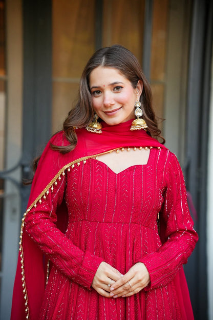 Prerana Pink Faux Blooming Heavy Sequins & Zari Work Sharara Set