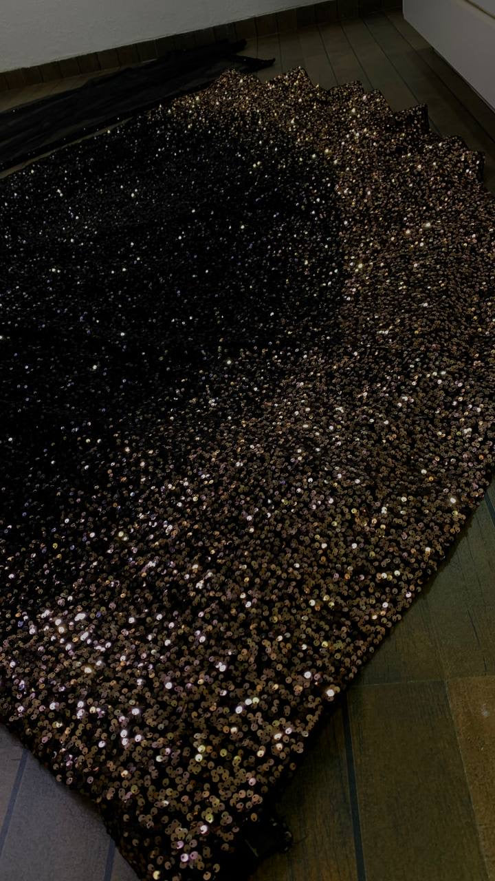 Stunning Black Gold Velvet Lehengha Choli