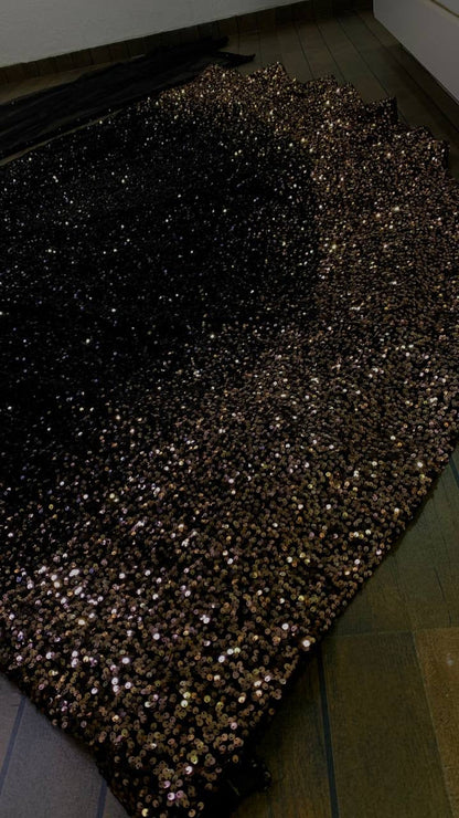 Stunning Black Gold Velvet Lehengha Choli