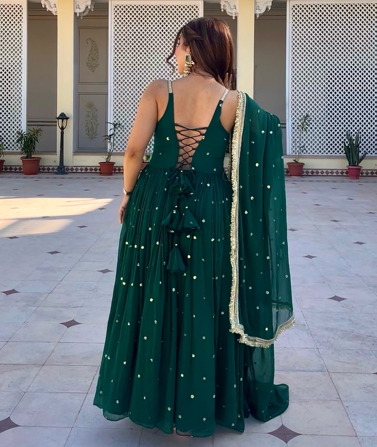 Sharvani Faux Blooming Heavy Sequins Gown Set