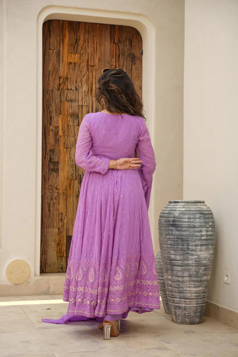 Inaaya Embroidered Georgette Kurta Set with Dupatta