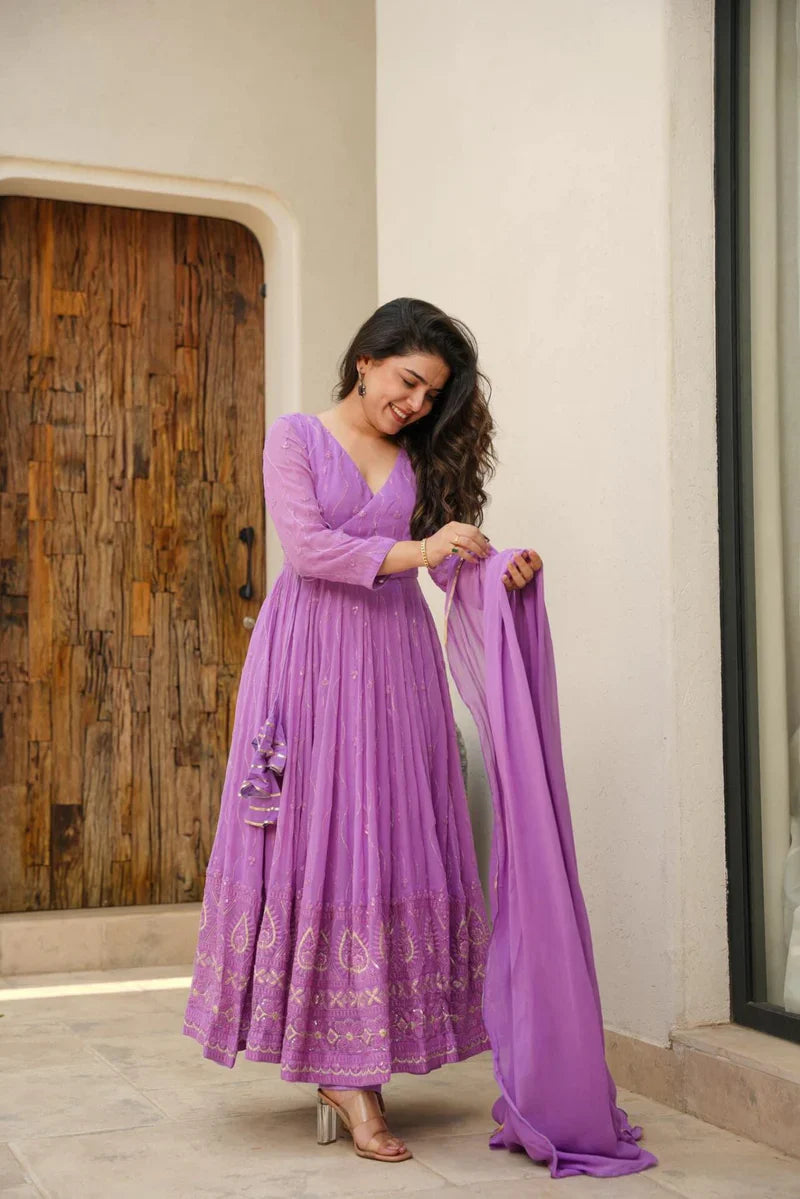Inaaya Embroidered Georgette Kurta Set with Dupatta