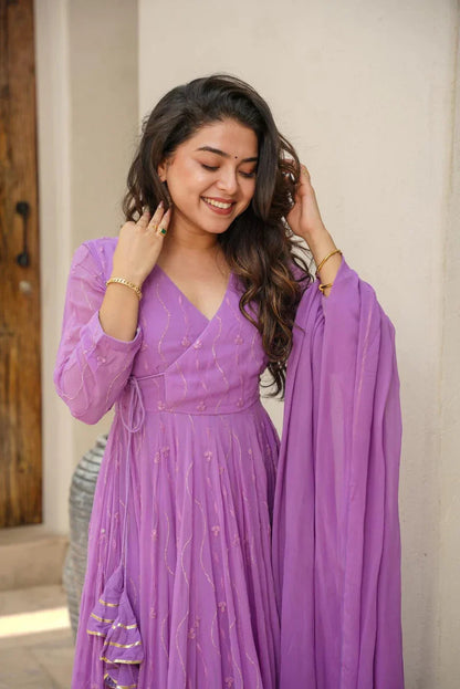 Inaaya Embroidered Georgette Kurta Set with Dupatta
