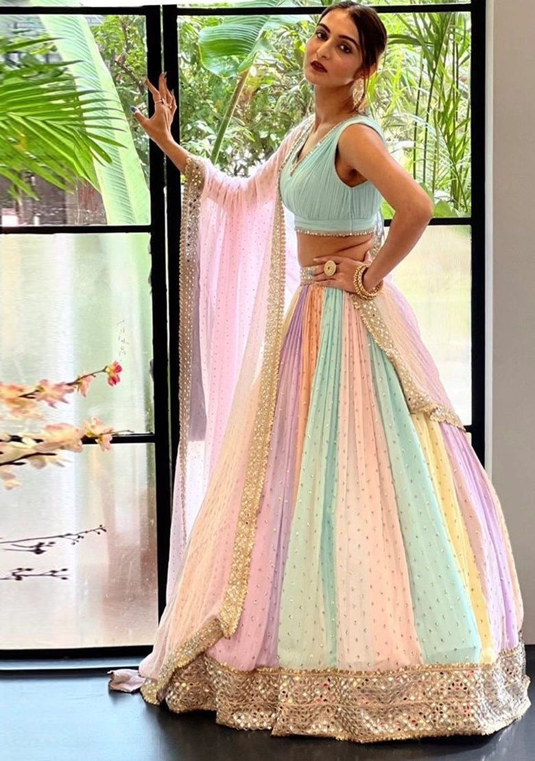 Pranika Multicolour Sequins Mirror Work Lehenga Set