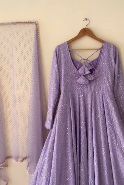 Inayat Lavender Georgette Sequins Embroidered Suit Set