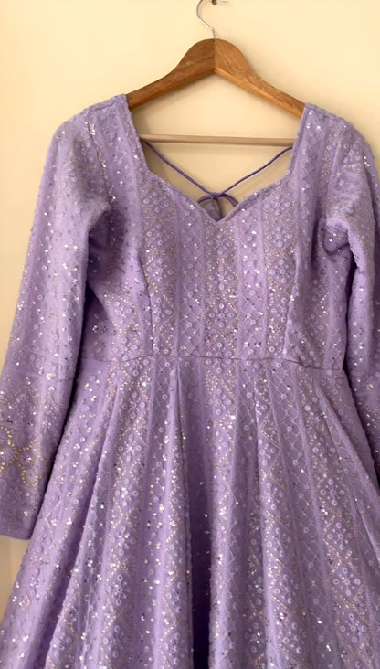 Inayat Lavender Georgette Sequins Embroidered Suit Set