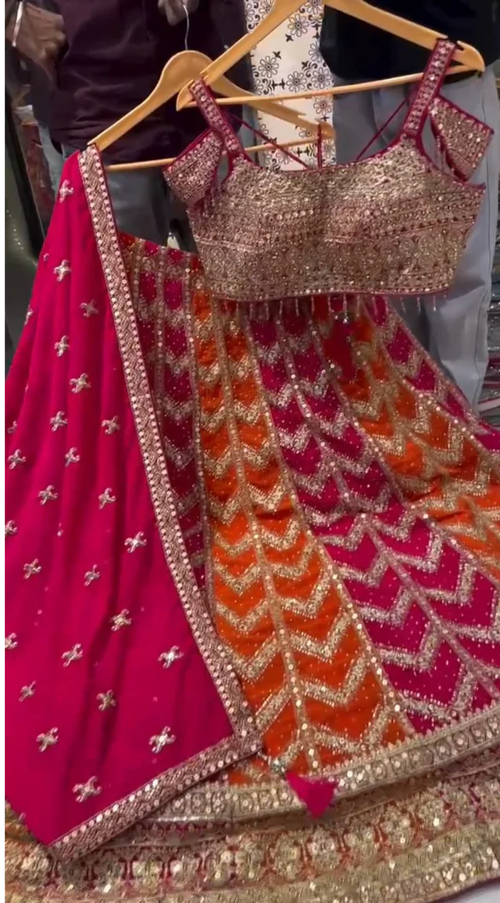 Aabira Faux Georgette Zari Sequins & Stone Embroidered Lehenga Choli