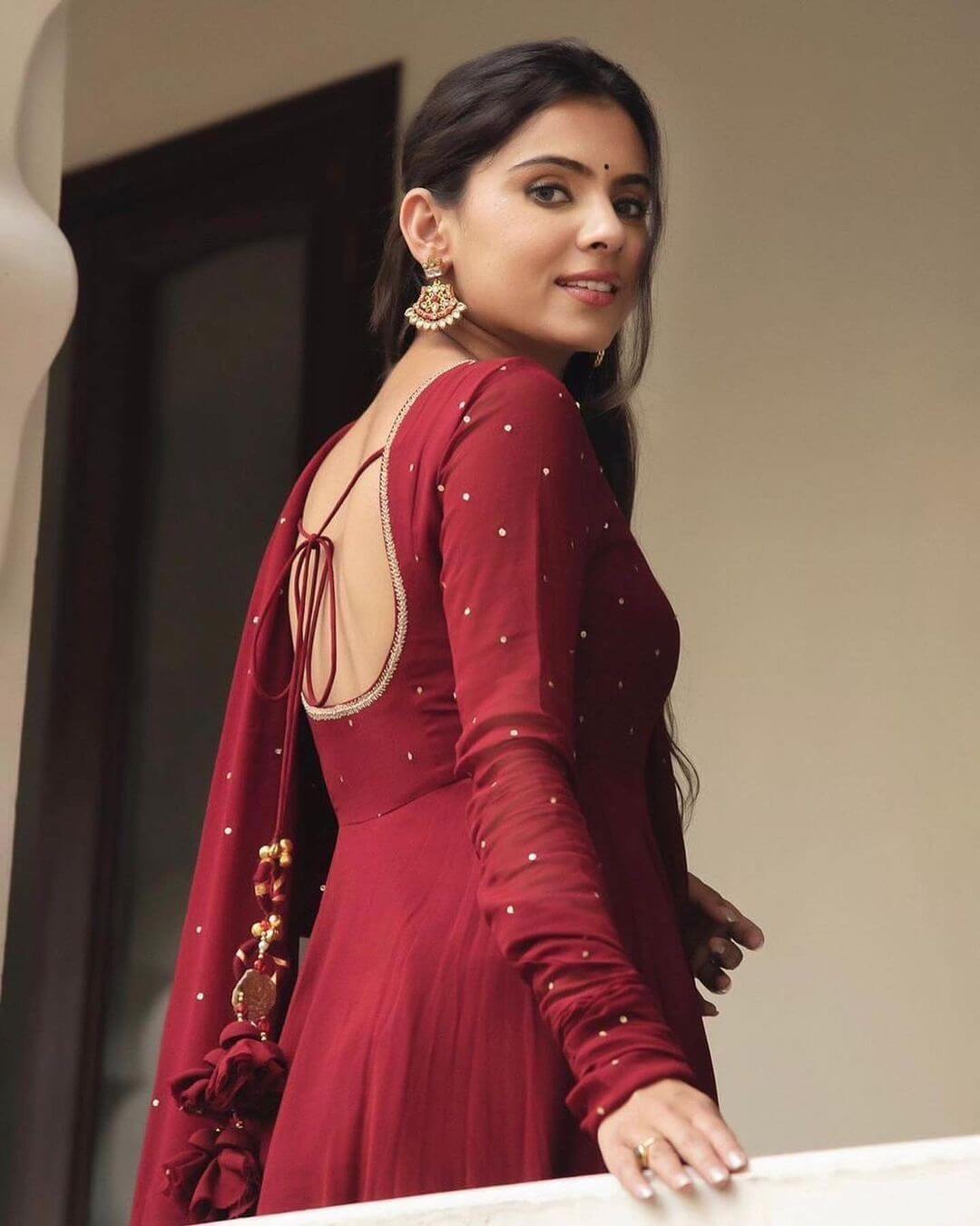 Red Georgette Fully Flare Anarkali