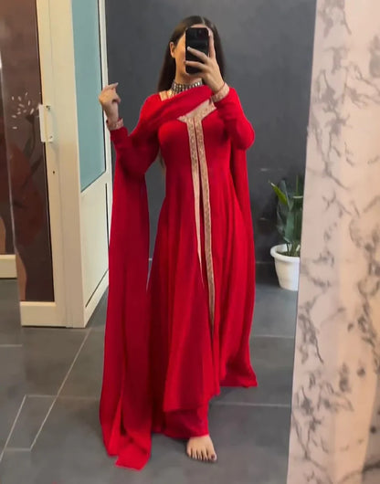 Red Festive Wear Georgette Anarkali