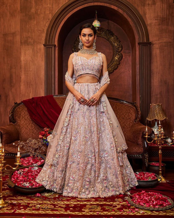 Zareen Faux Georgette Thread & Coding Embroidered Lehenga Choli