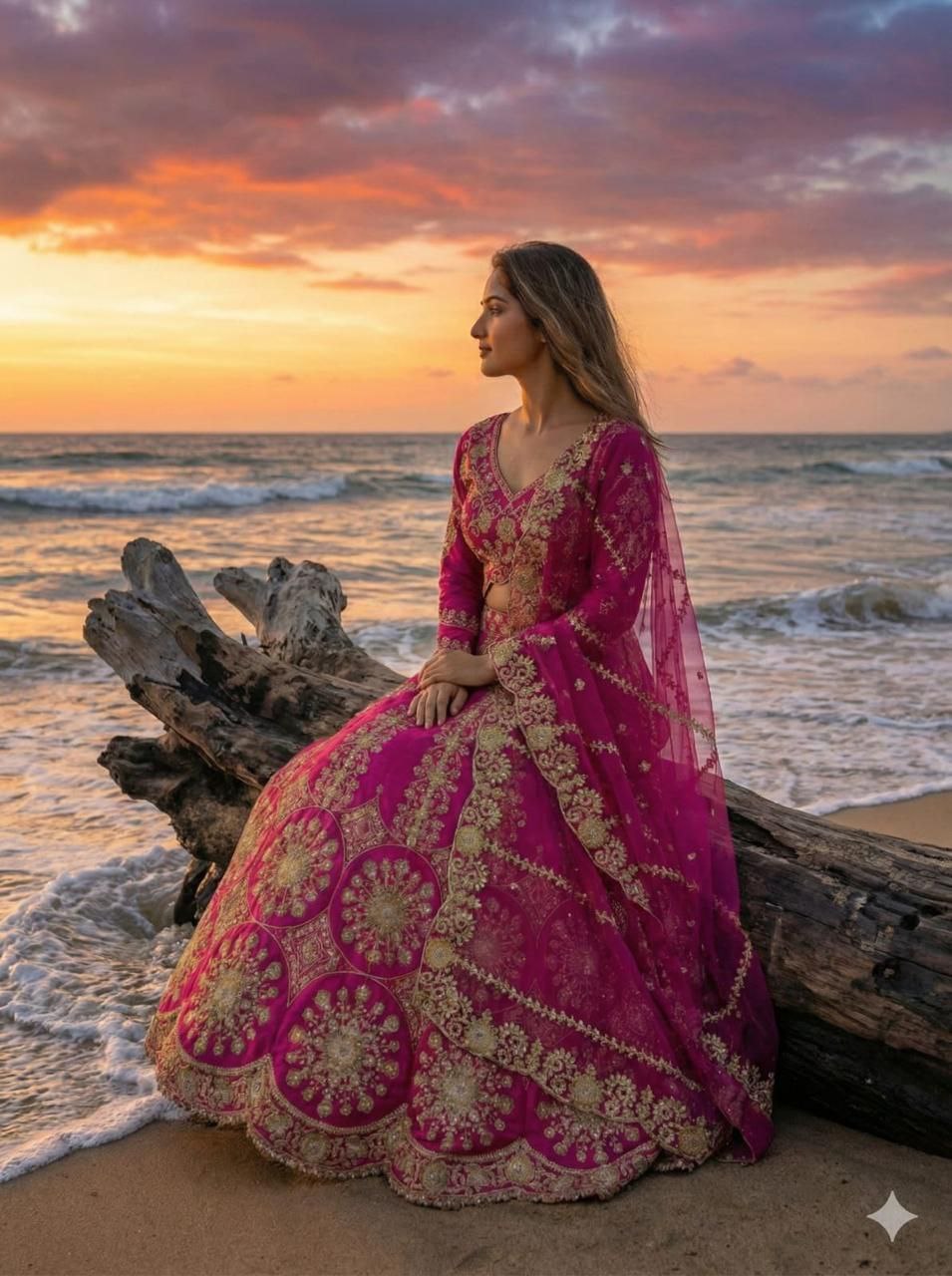 Mahira Dark Pink Two Tone Silk Thread & Coding Embroidered Lehenga Choli